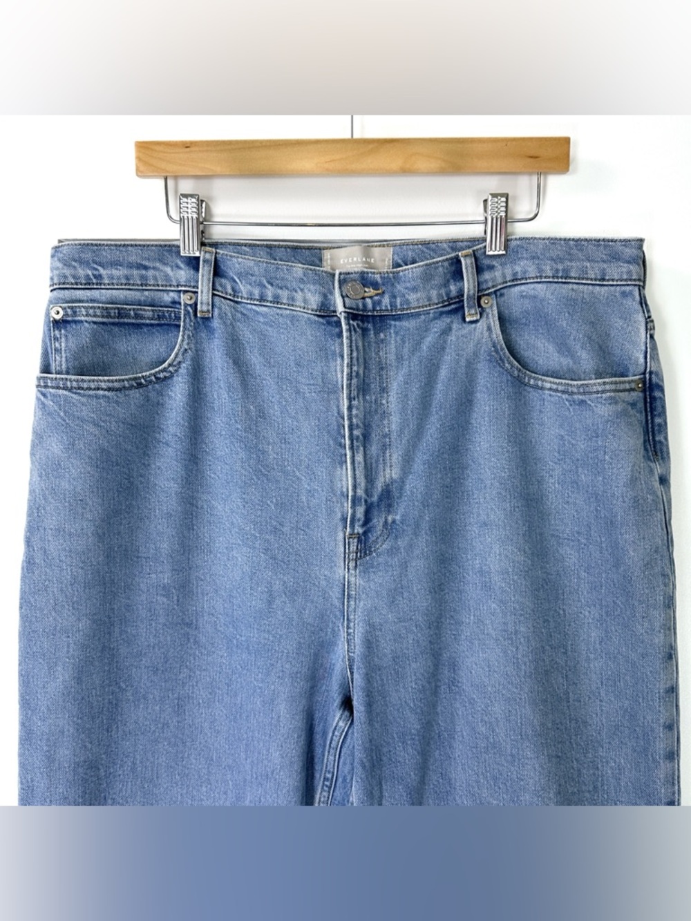 Everlane Way High Straight Leg Jeans Curvy Plus Size 18 High Rise Medium Wash - Picture 3 of 12